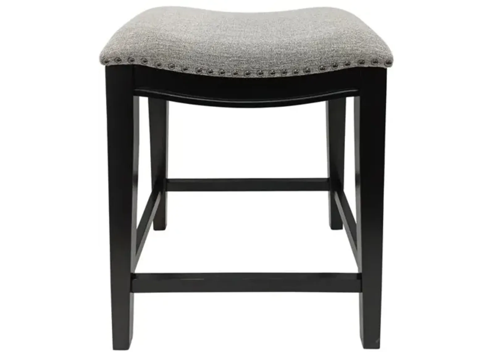 Carolina Living 25 Saddle Counter Stool - Set of 2 - Antique Black - Grey Chenille Upholstery