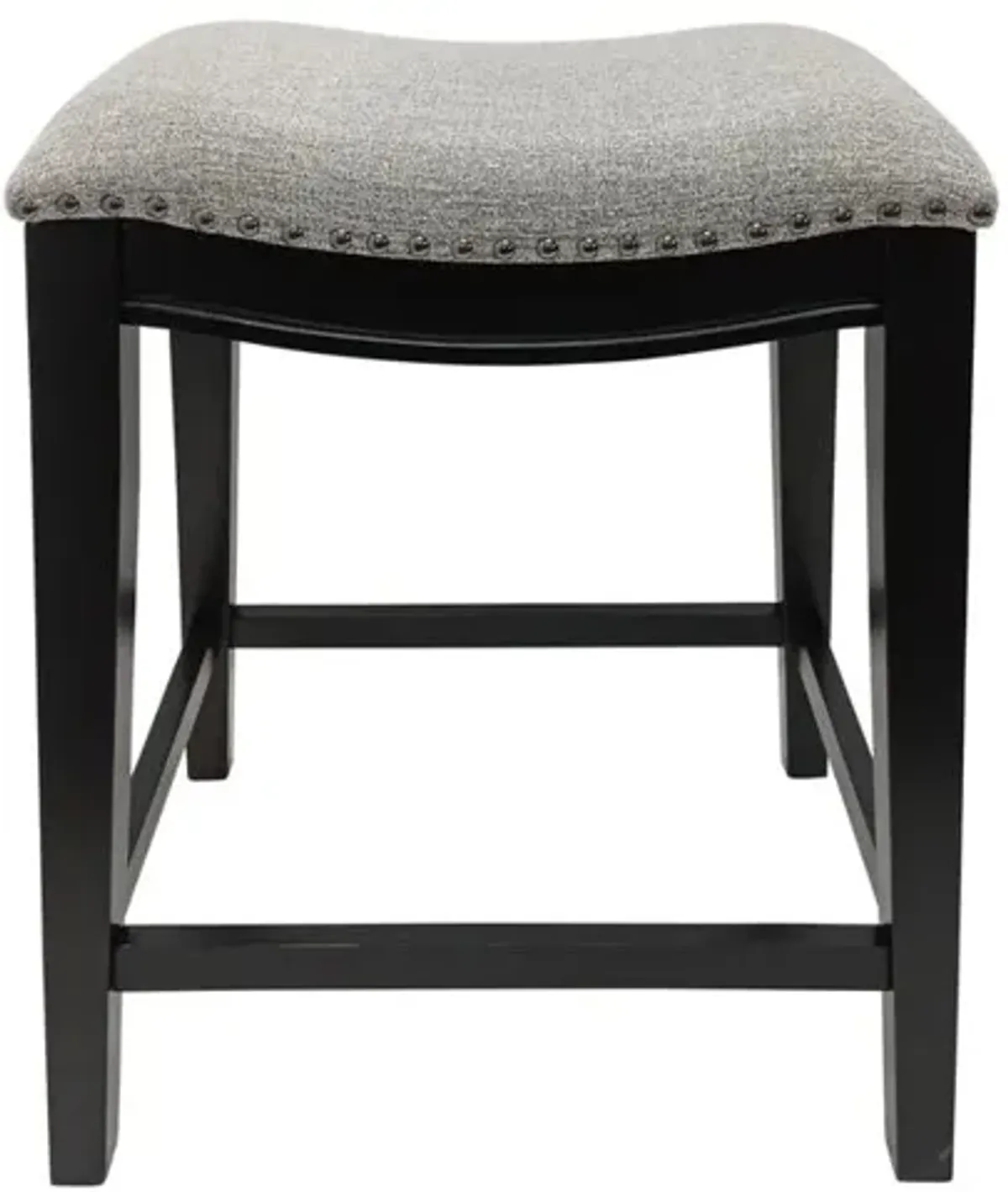 Carolina Living 25 Saddle Counter Stool - Set of 2 - Antique Black - Grey Chenille Upholstery