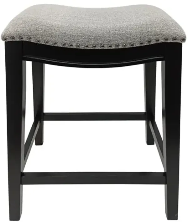 Carolina Living 25 Saddle Counter Stool - Set of 2 - Antique Black - Grey Chenille Upholstery