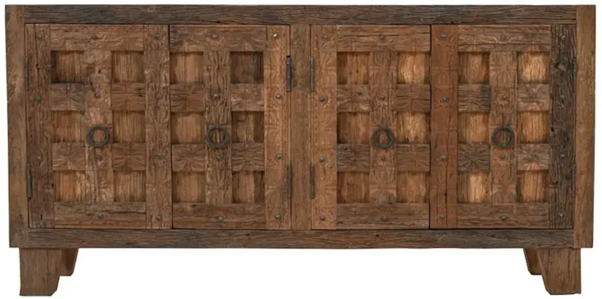 Jofran Colton 71 Reclaimed Solid Wood Four Door Accent Storage Cabinet Sideboard