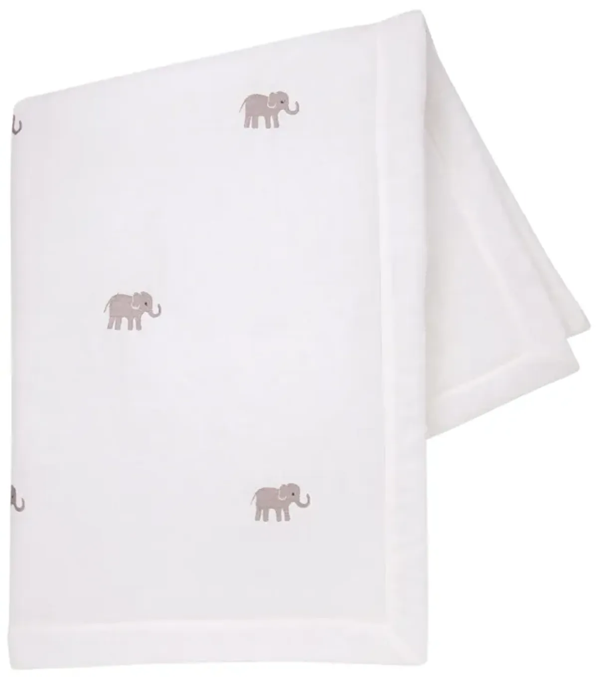 Lambs & Ivy Signature Elephant Creamy White Linen Embroidered Baby Crib Quilt