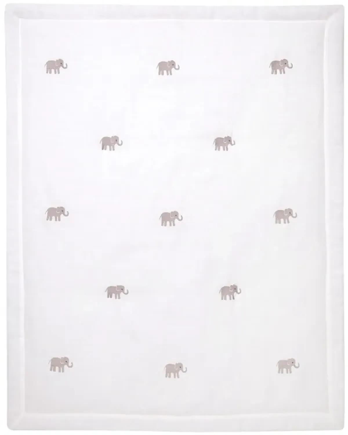 Lambs & Ivy Signature Elephant Creamy White Linen Embroidered Baby Crib Quilt