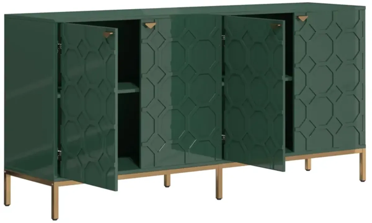 31.3 in. H 4 Door Blue Locker Accent Storage Cabinet