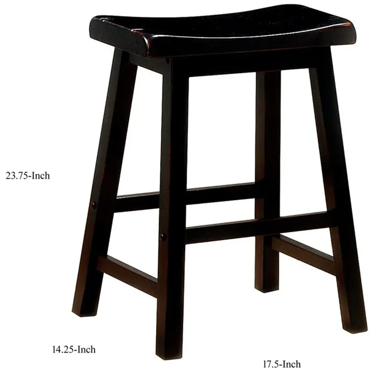 Wooden Casual Counter Height Stool, Dark Brown, Set of 2-Benzara