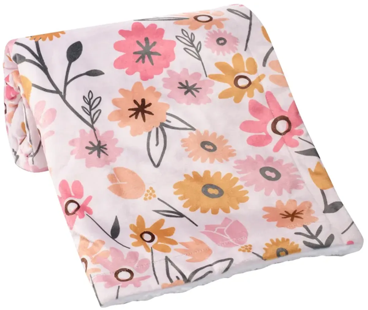 Lambs & Ivy Little Garden Soft Luxurious Pink Floral Warm Fleece Baby Blanket