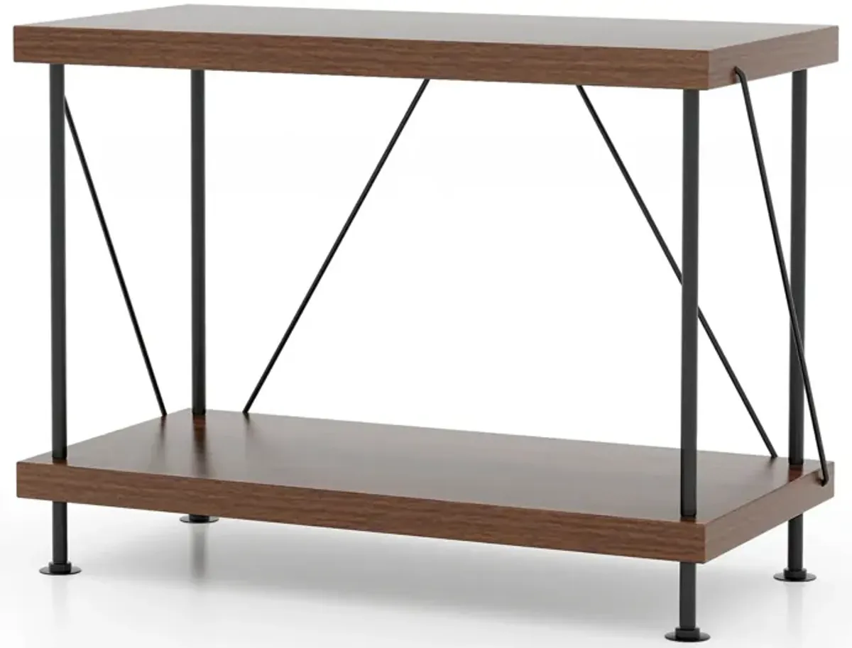 Multipurpose Display Rack with Metal Frame, Tiered Shelving