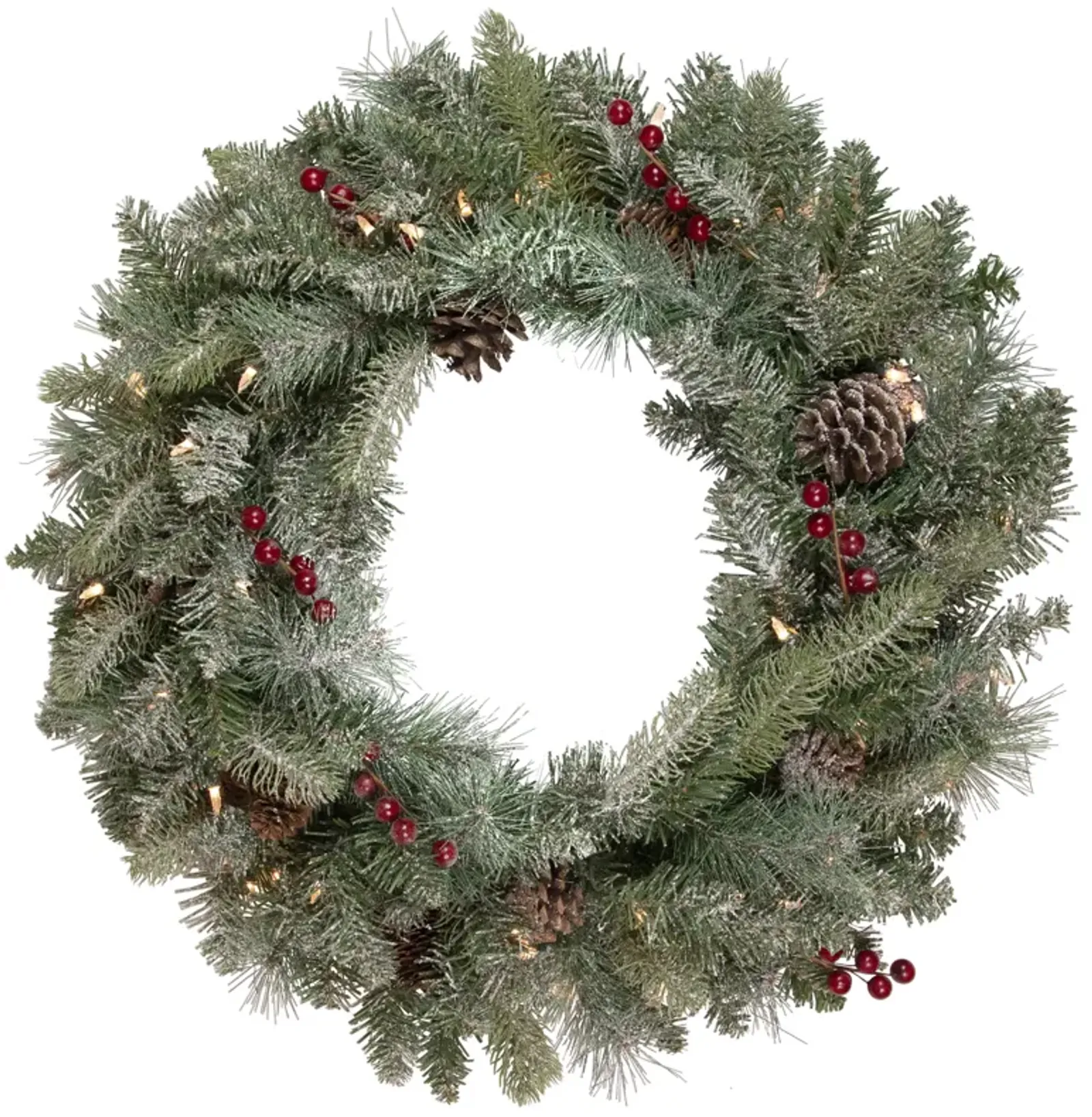 Pre-Lit Snowy Waterloo Pine Artificial Christmas Wreath - 24-Inch  Clear Lights