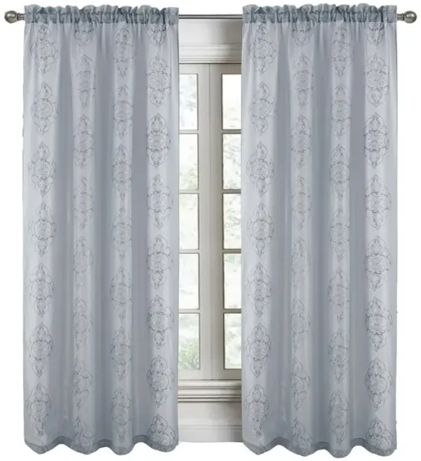 RT Designers Collection Andrea Emb Metallic Doily Rod Pocket Room Darkening Curtain Panels for Bedroom 54" x 95" Silver