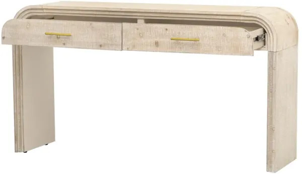 Gewnee Unique Retro Silhouette Console Table with Open Style, Two Top Drawers for Entrance, Dinning Room, Living Room