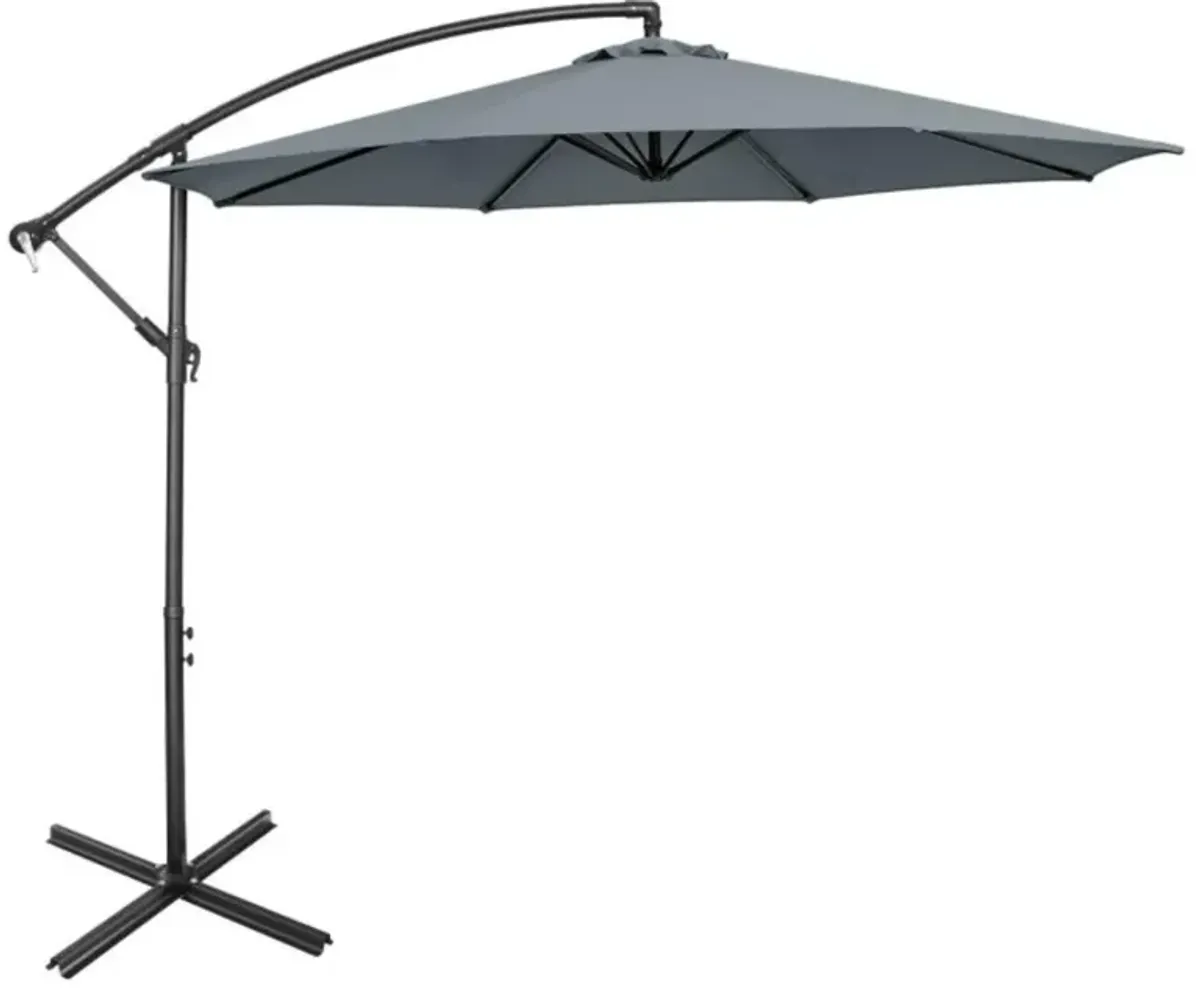 Hivvago 10 Feet Offset Umbrella with 8 Ribs Cantilever and Cross Base