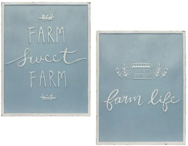 Farm Sign Rustic Decorative Wall Art for Home or Garden Decor (Set of 2)
