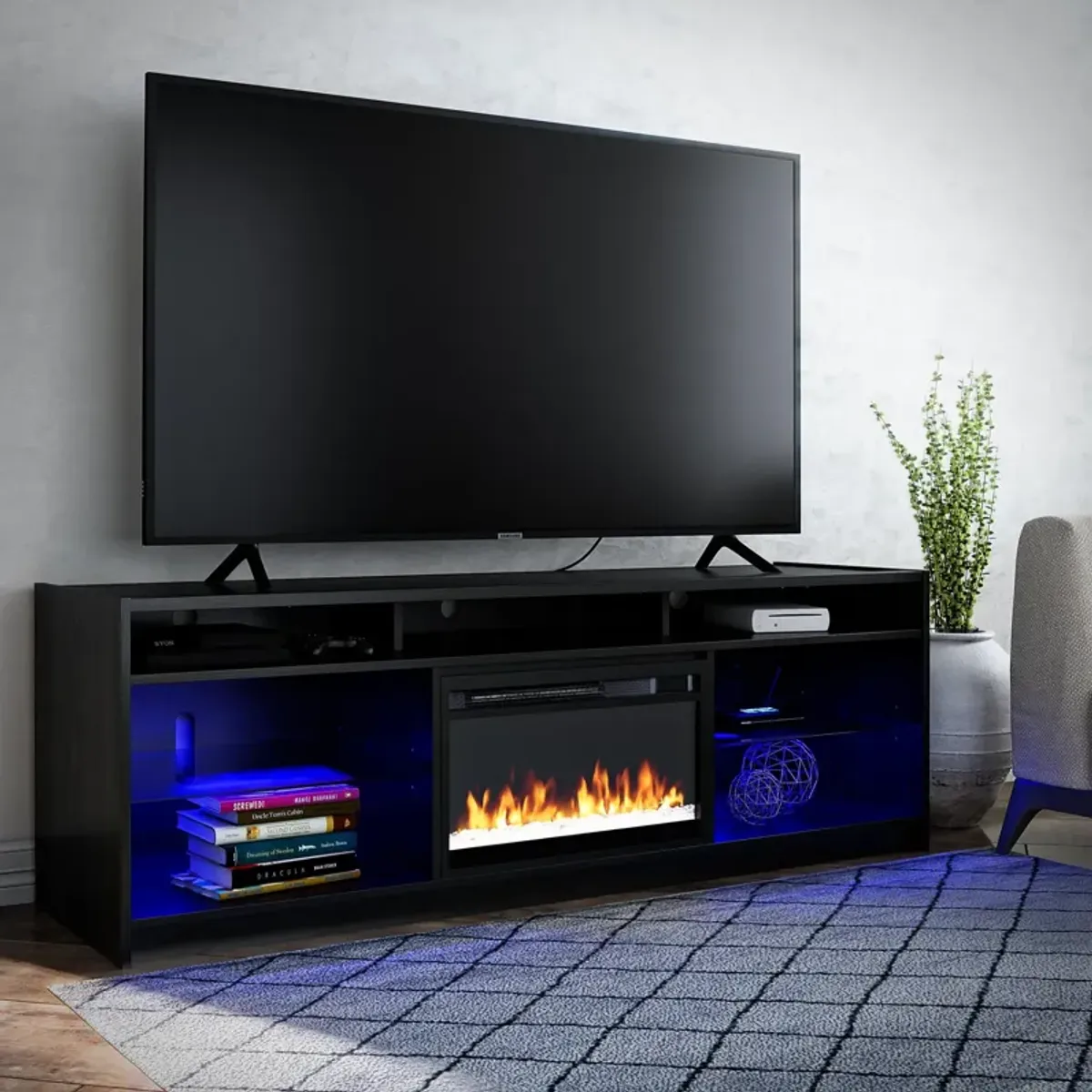 Ameriwood Home Terrene Fireplace Space Heater TV Stand for TVs up to 75"