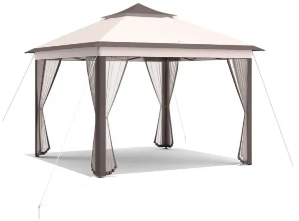 11 x 11 Feet 2-Tier Pop-Up Gazebo Tent Portable Canopy Shelter Carry Bag Mesh