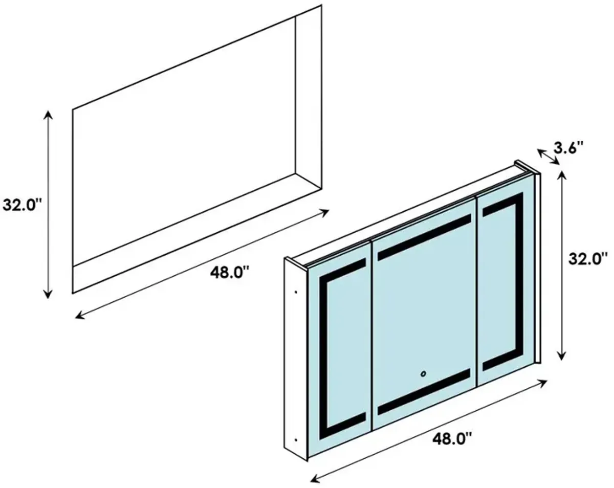 Altair Frameless Surface-Mount/Recessed LED Lighted Bathroom Medicine Cabinet