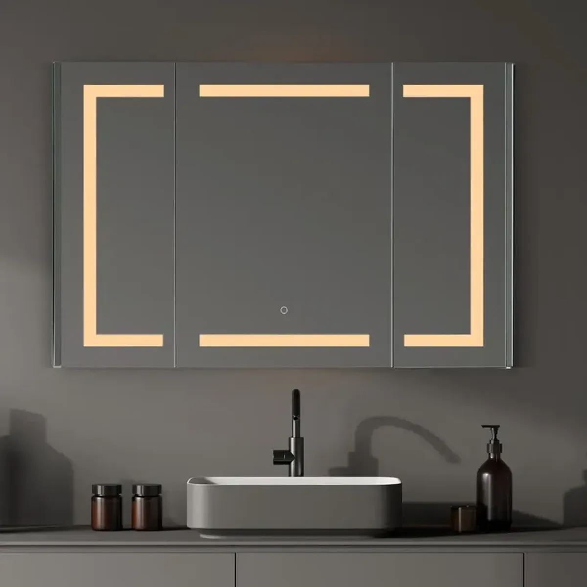 Altair Frameless Surface-Mount/Recessed LED Lighted Bathroom Medicine Cabinet