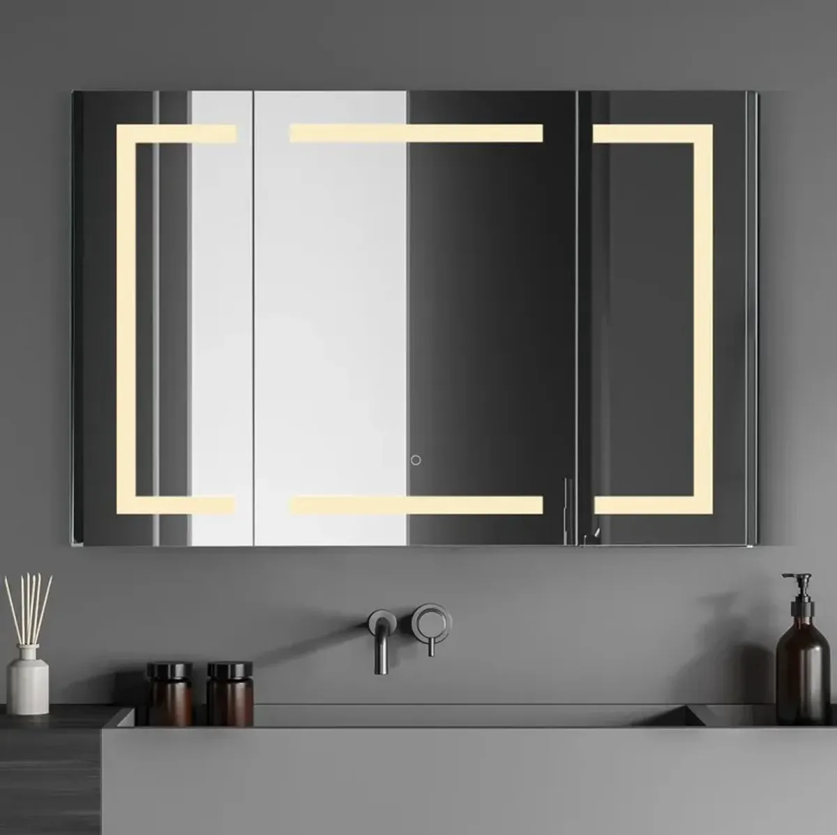 Altair Frameless Surface-Mount/Recessed LED Lighted Bathroom Medicine Cabinet