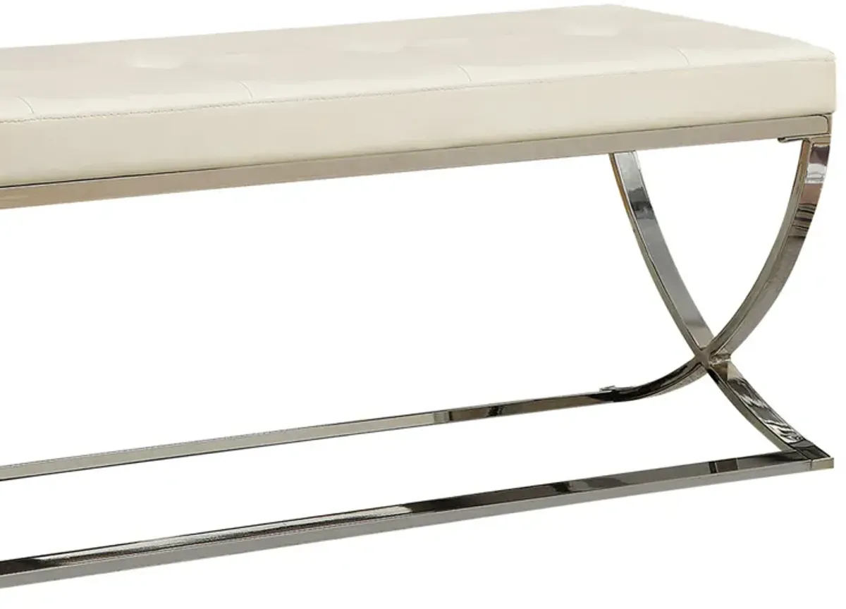 Modernly Charming Bench, White-Benzara