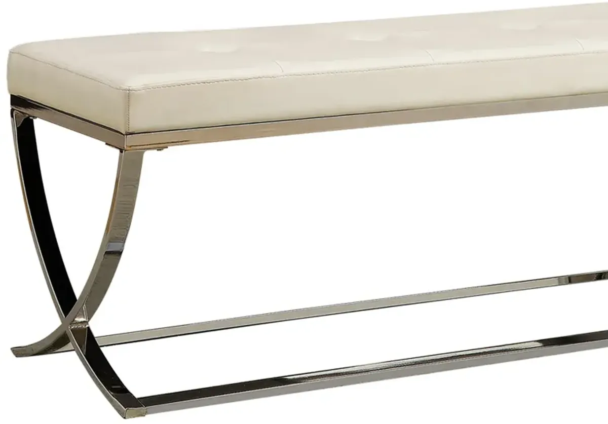 Modernly Charming Bench, White-Benzara