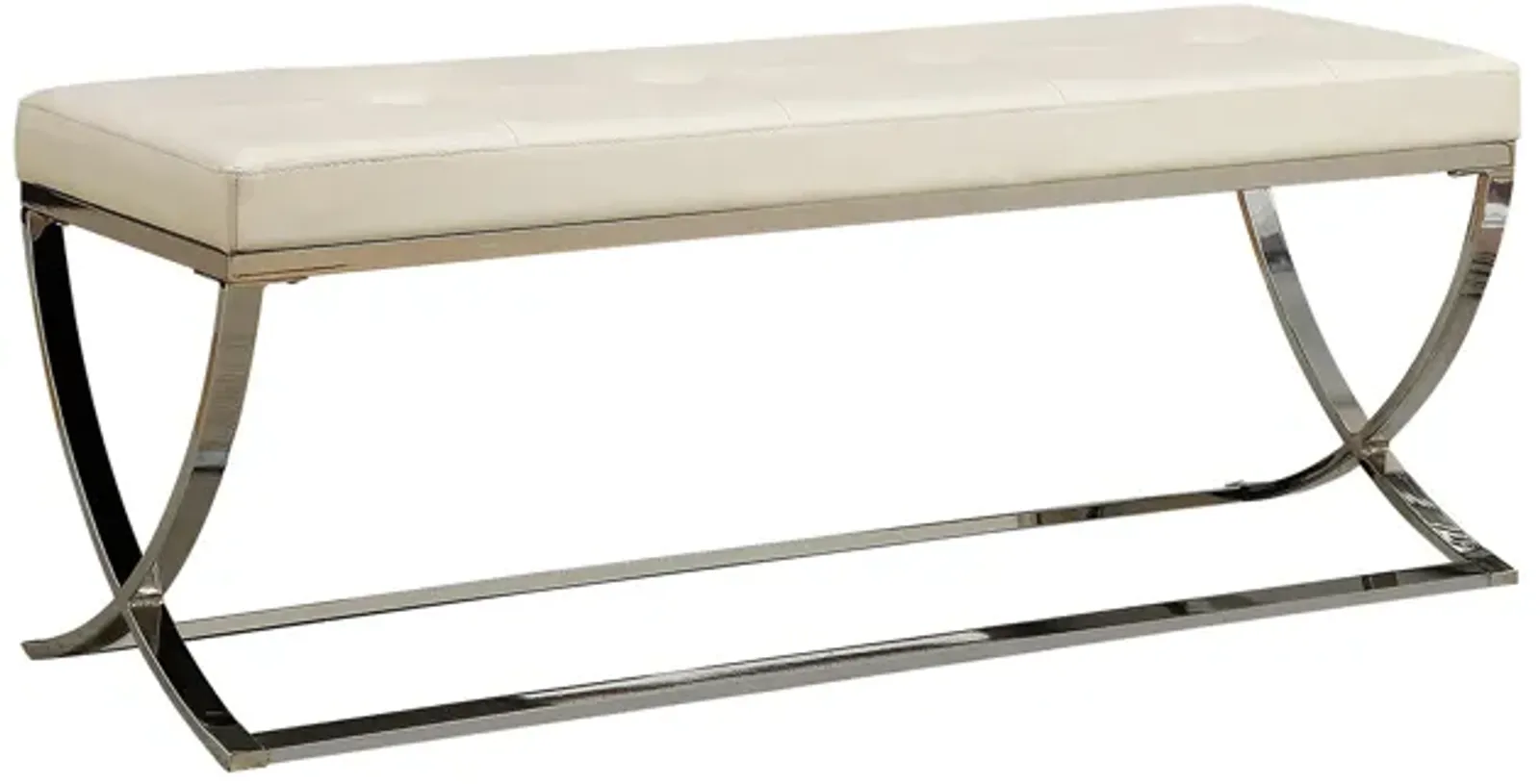 Modernly Charming Bench, White-Benzara