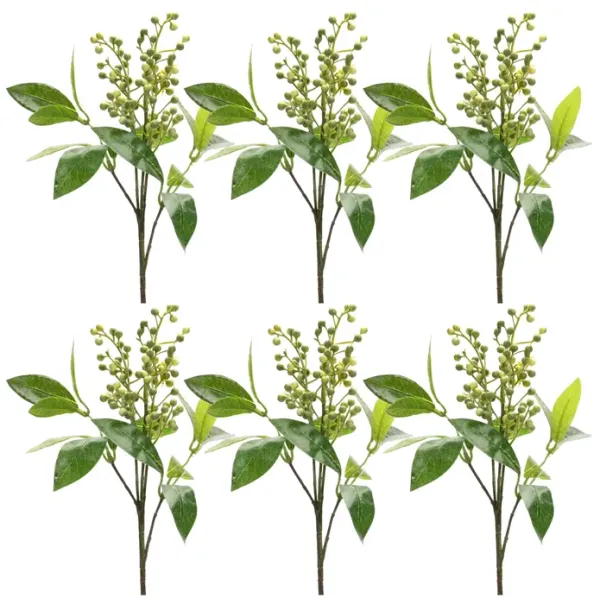 Berry Foliage Spray (Set of 6) – Artificial Decorative Branches for Holiday, Home, and Seasonal Decor