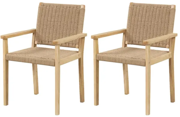 Indoor Outdoor Wood Chair Set of 2-Natural