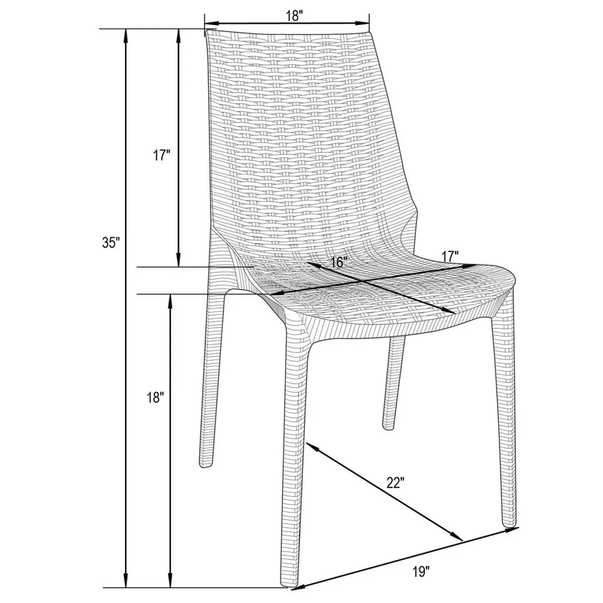 LeisureMod Kent Outdoor Patio Plastic Dining Chair