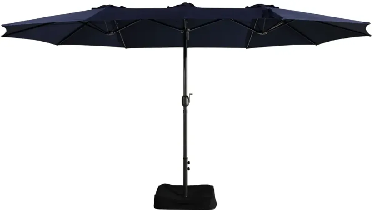 MONDAWE 15ft Rectangular Double-Sided Outdoor Patio Market Umbrella Coffee