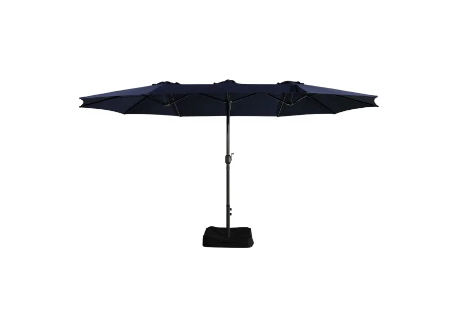 MONDAWE 15ft Rectangular Double-Sided Outdoor Patio Market Umbrella Coffee