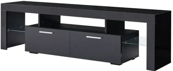 Hivvago Easy Assembly High Glossy Front TV Stand with Storage Drawers and LED Light