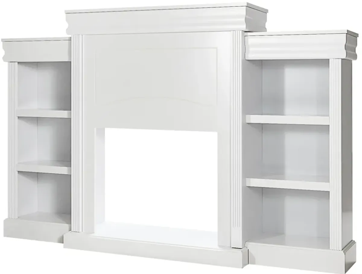 Modern Fireplace Media Entertainment Center with Bookcase