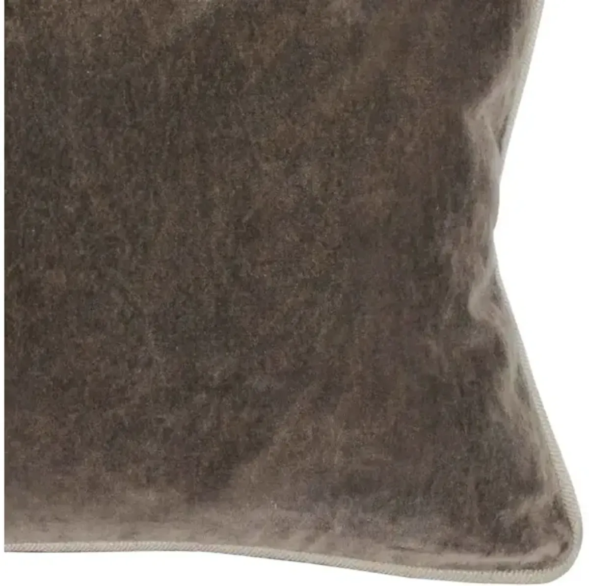 Rectangular Fabric Throw Pillow with Solid Color and Piped Edges, Brown - Benzara