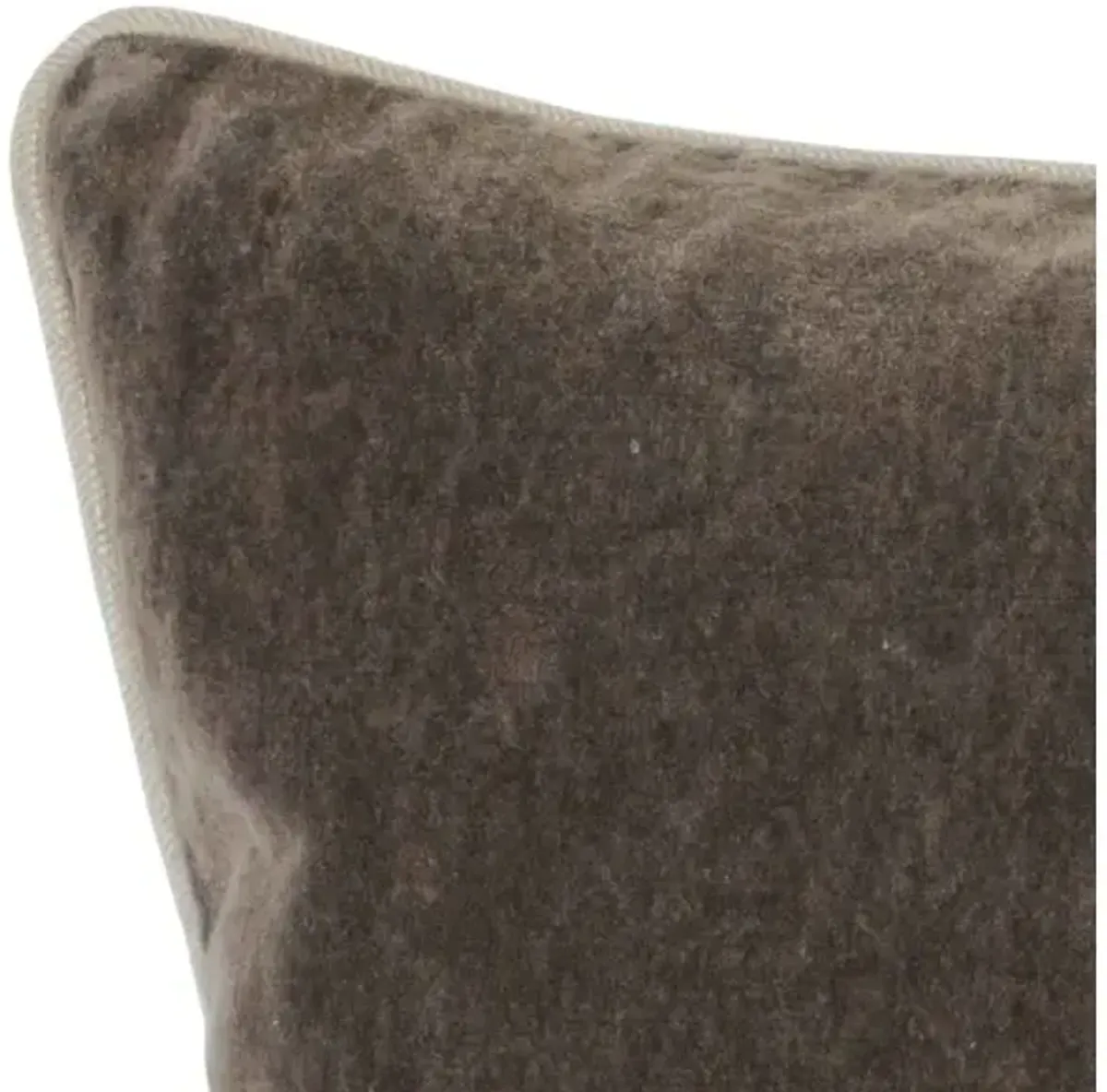 Rectangular Fabric Throw Pillow with Solid Color and Piped Edges, Brown - Benzara