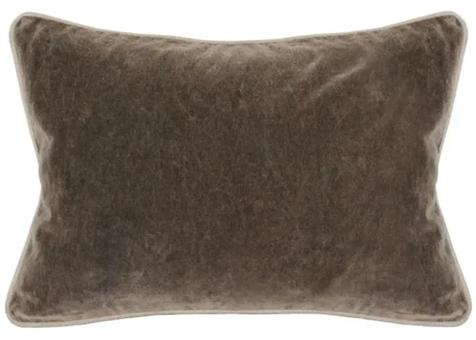 Rectangular Fabric Throw Pillow with Solid Color and Piped Edges, Brown - Benzara