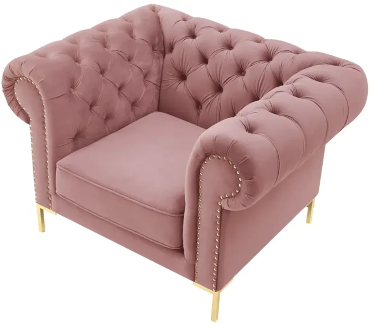 Inspired Home Zuleyka Velvet Chesterfield Club Chair