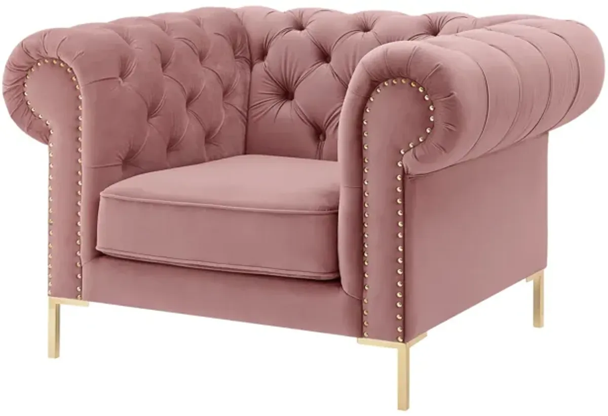 Inspired Home Zuleyka Velvet Chesterfield Club Chair