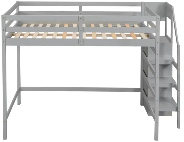 Merax Loft Bed with Built-in Storage Wardrobe and Staircase