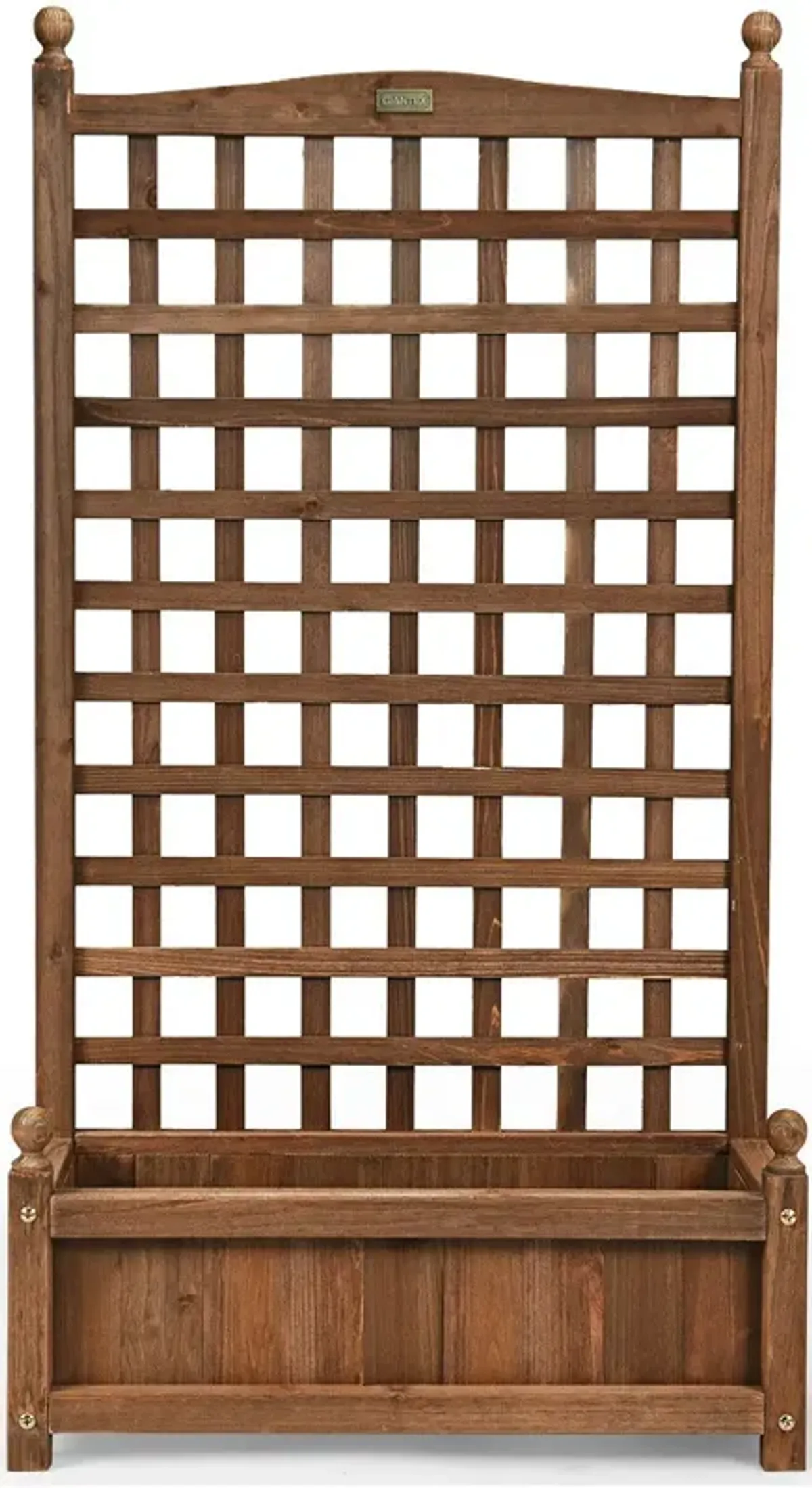 Solid Free Standing Wood Planter Box with Trellis for Garden