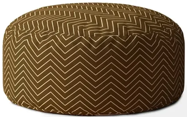 Hivvago 24" Brown Cotton Round Chevron Pouf Ottoman