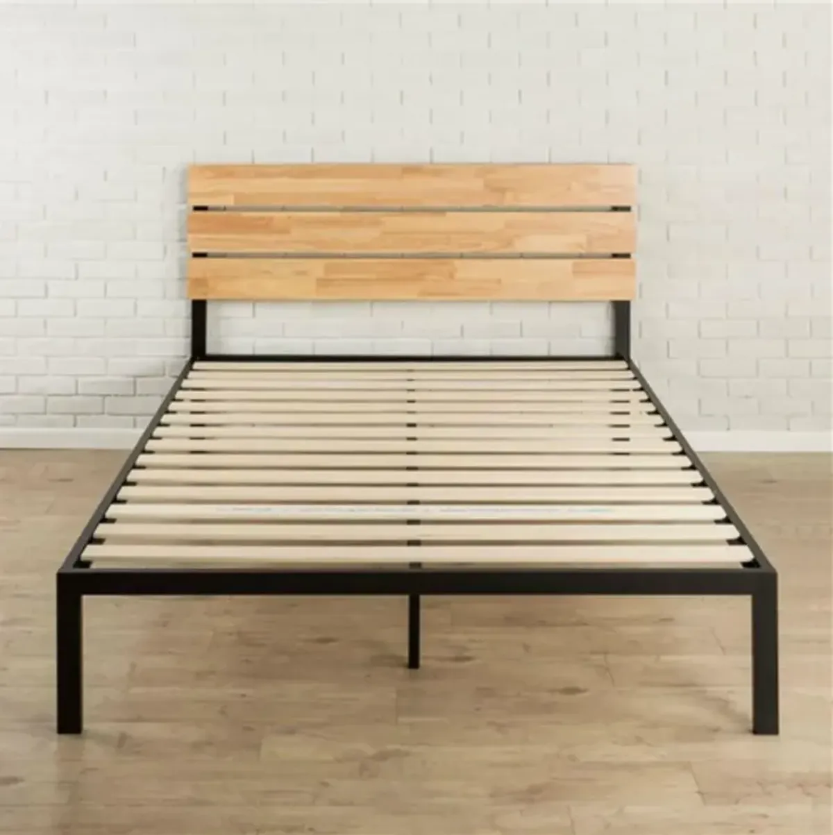 Hivvago Full size Metal Platform Bed Frame with Wood Slats and Headboard