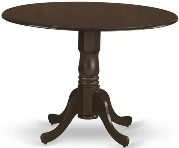 Dublin Round Table with two 9" Drop Leaves in Saddle Brown Finish