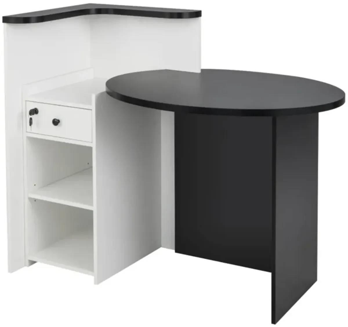 Hivvago Reception Office Desk with Open Shelf and Lockable Drawer