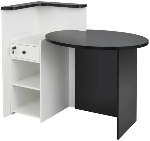 Hivvago Reception Office Desk with Open Shelf and Lockable Drawer