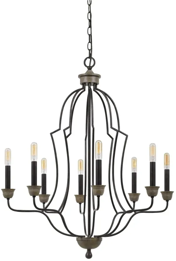 Watt Metal Chandelier with Tubular Frame, Textured Bronze-Benzara