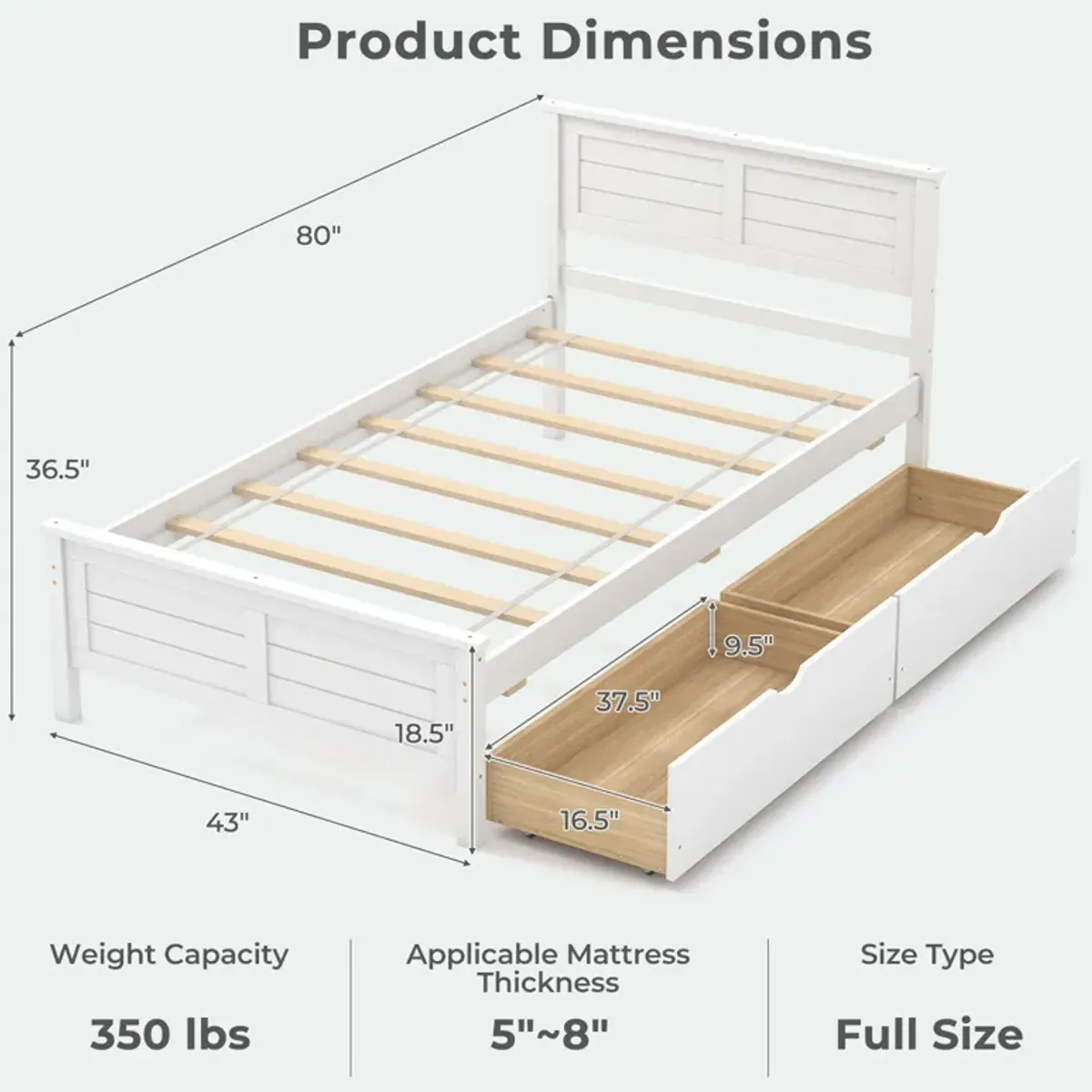 Twin Size Bed Frame with Storage Drawers