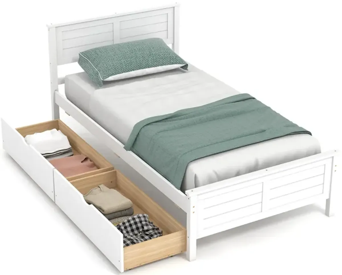 Twin Size Bed Frame with Storage Drawers