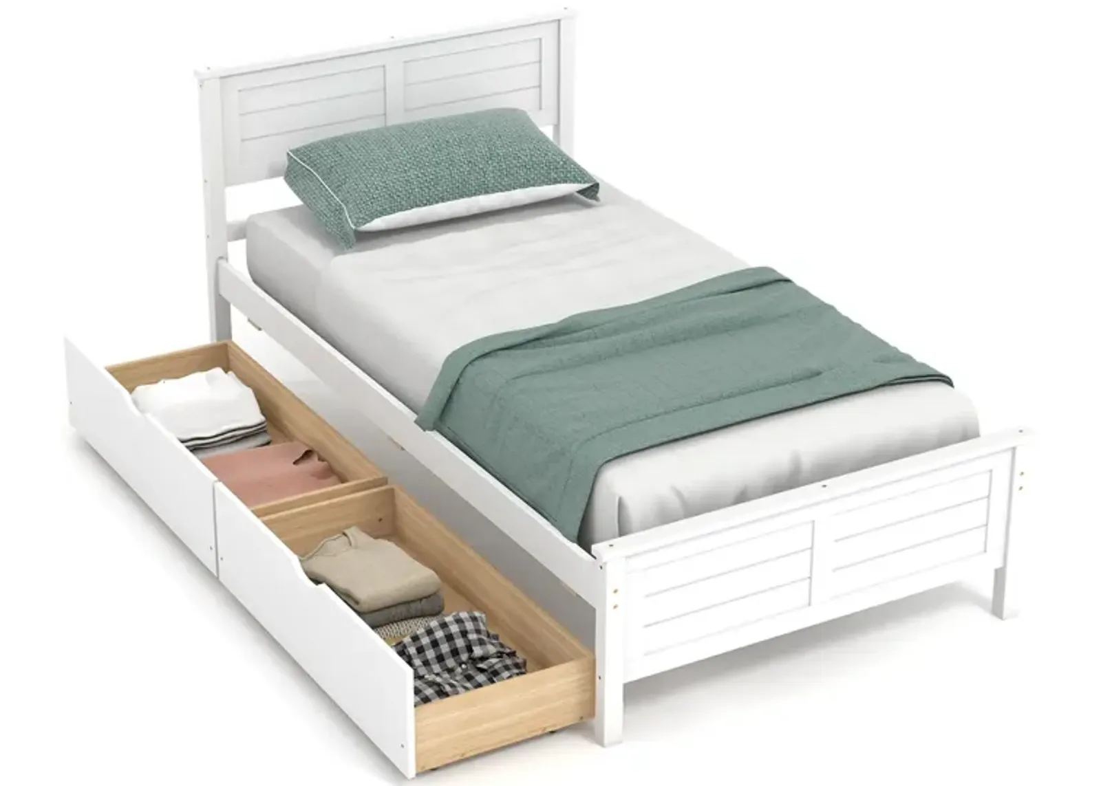 Twin Size Bed Frame with Storage Drawers