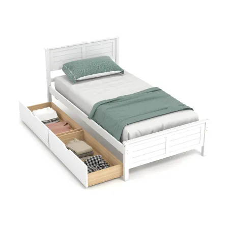 Twin Size Bed Frame with Storage Drawers
