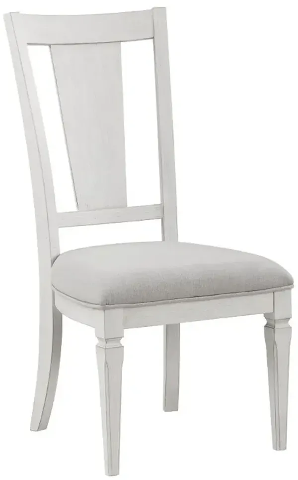 Kate 24 Inch Side Dining Chair Set of 2, Light Gray Linen, White Wood Frame - Benzara