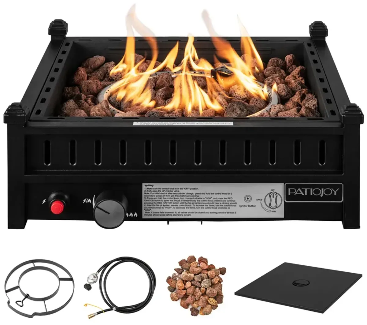 16.5 Inch Tabletop Propane Fire Pit with Simple Ignition System-Black