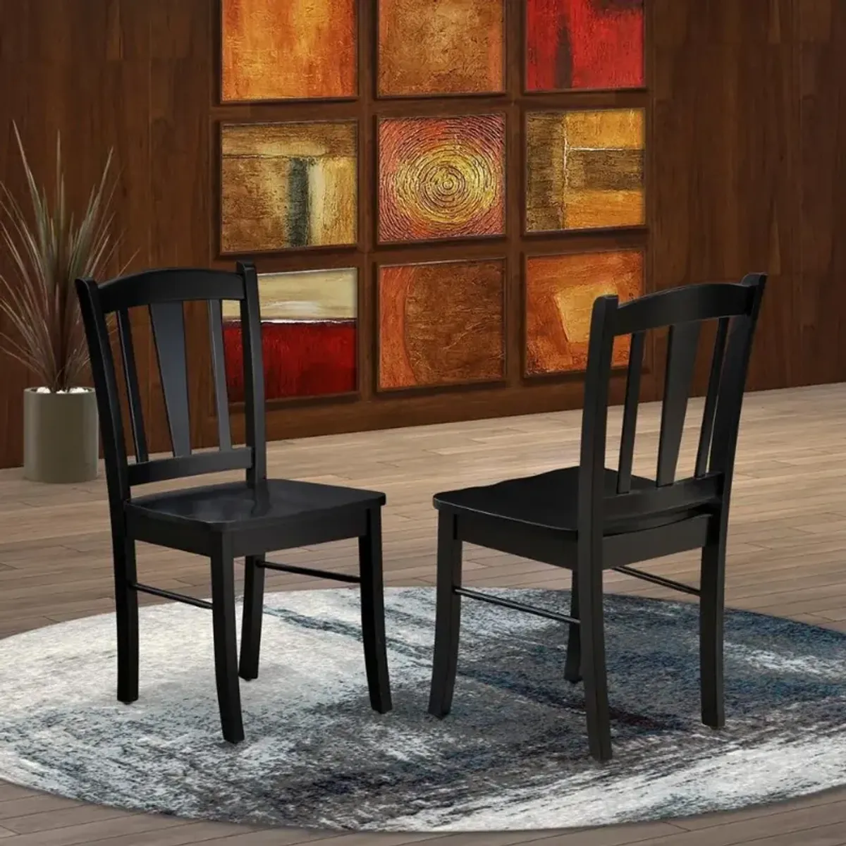 East West Dublin Chair with Wood Seat in Black Finish - Set of 2